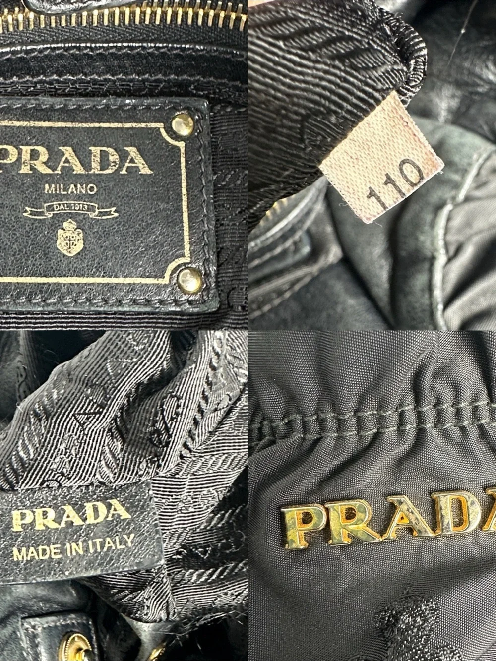💯Authentic Prada Tessuto Nylon Gathered Satchel Shoulder Bag Black🍀